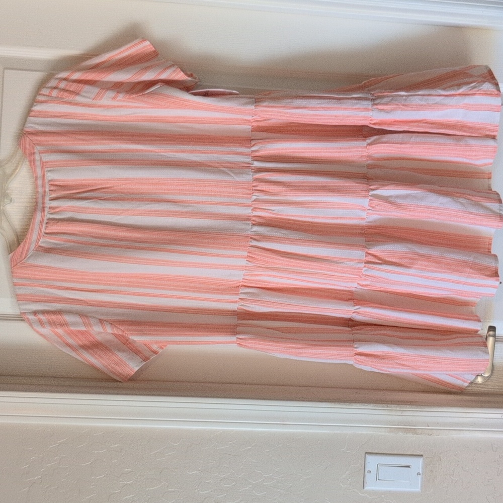 So Cute Orange And White Dress - Picture 4 of 6